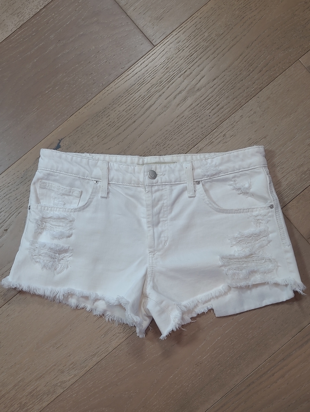 Joe's Jeans Shorts Women's sz 28 Minx White Mid Rise Frayed Hem Button Fly Denim